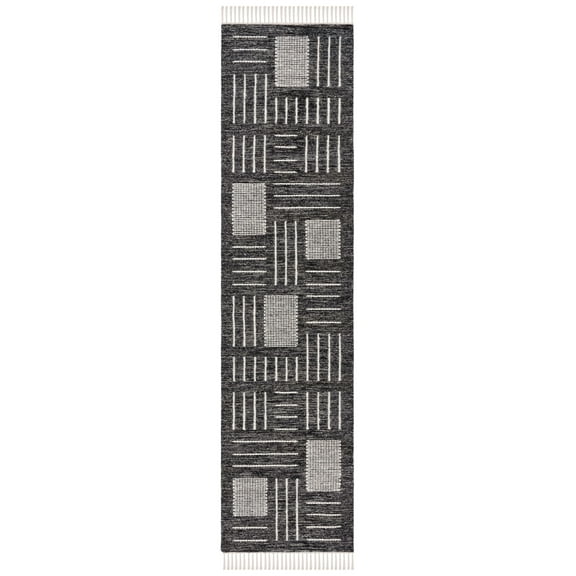 SAFAVIEH Kilim Igor Geometric Runner Rug, Black/Ivory, 2'3" x 9'