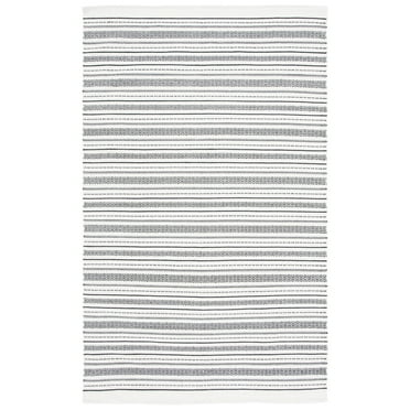 SAFAVIEH Kilim Jay Striped Cotton Area Rug, Ivory/Black, 3' x 5'