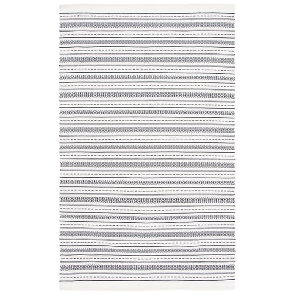 SAFAVIEH Kilim Jay Striped Cotton Area Rug, Ivory/Black, 6' x 9'