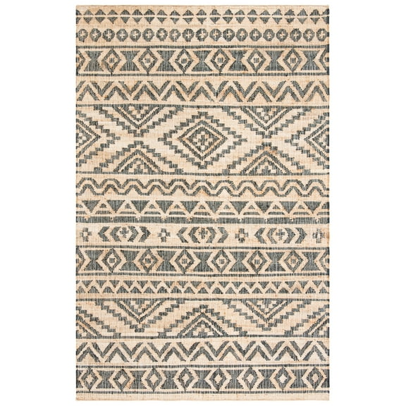 SAFAVIEH Kilim Jaylee Geometric Area Rug, Natural/Charcoal, 6' x 9'