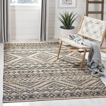 SAFAVIEH Kilim Jaylee Geometric Aztec Area Rug, Natural/Charcoal, 8' x 10'