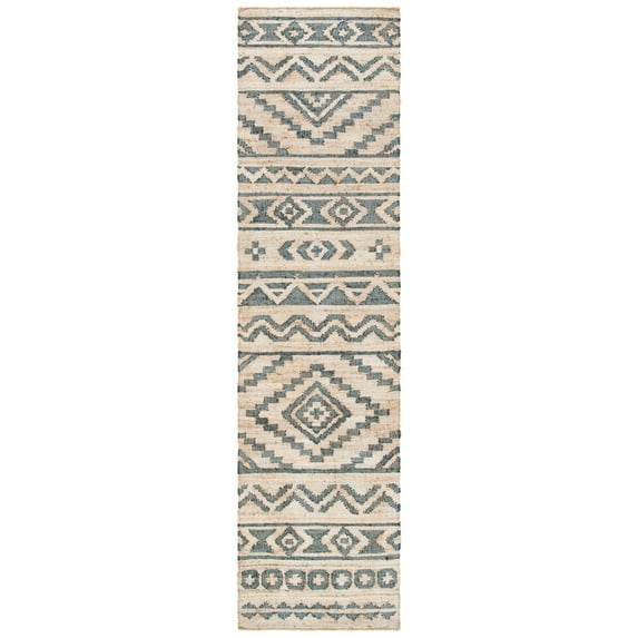 SAFAVIEH Kilim Jaylee Geometric Runner Rug, Natural/Charcoal, 2'3" x 9'