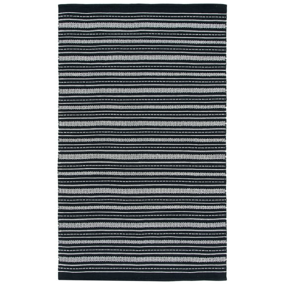 SAFAVIEH Kilim Joanna Striped Cotton Area Rug, Black/Ivory, 4' x 6'