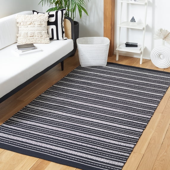 Safavieh Kilim Joanna Striped Cotton Area Rug, Black/Ivory, 5' x 8'