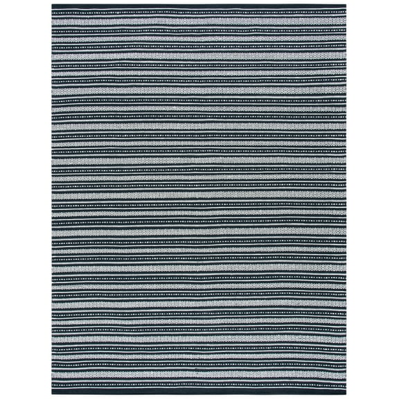 SAFAVIEH Kilim Joanna Striped Cotton Area Rug, Black/Ivory, 9' x 12'