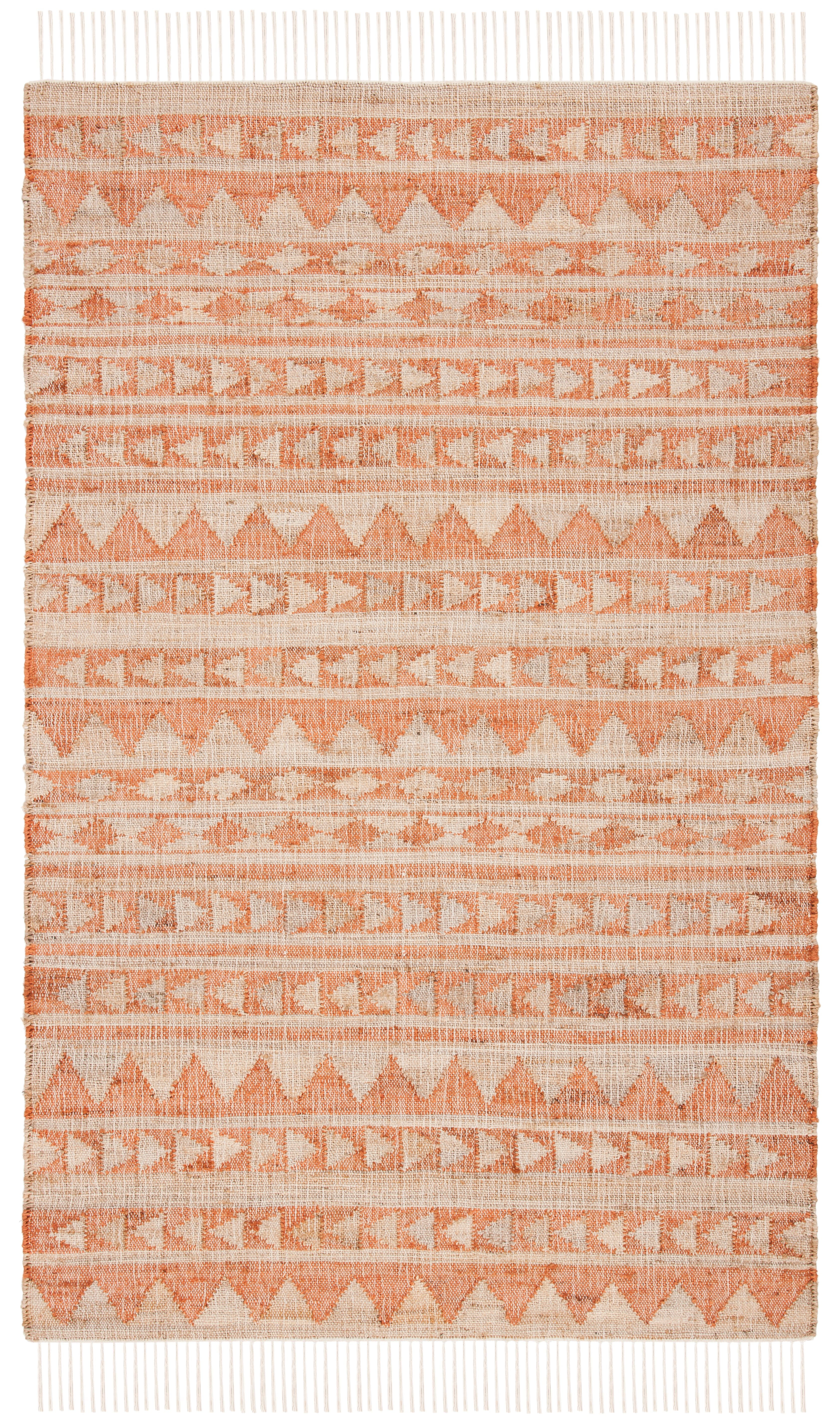 Natural and Rust Wool Handmade 8' x 10' Area Rug