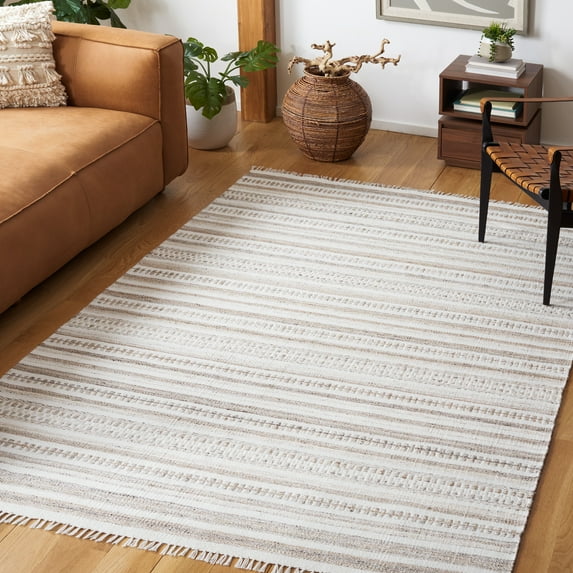 Safavieh Kilim Mandy Striped Polyester Area Rug, Ivory/Light Brown, 3' x 5'