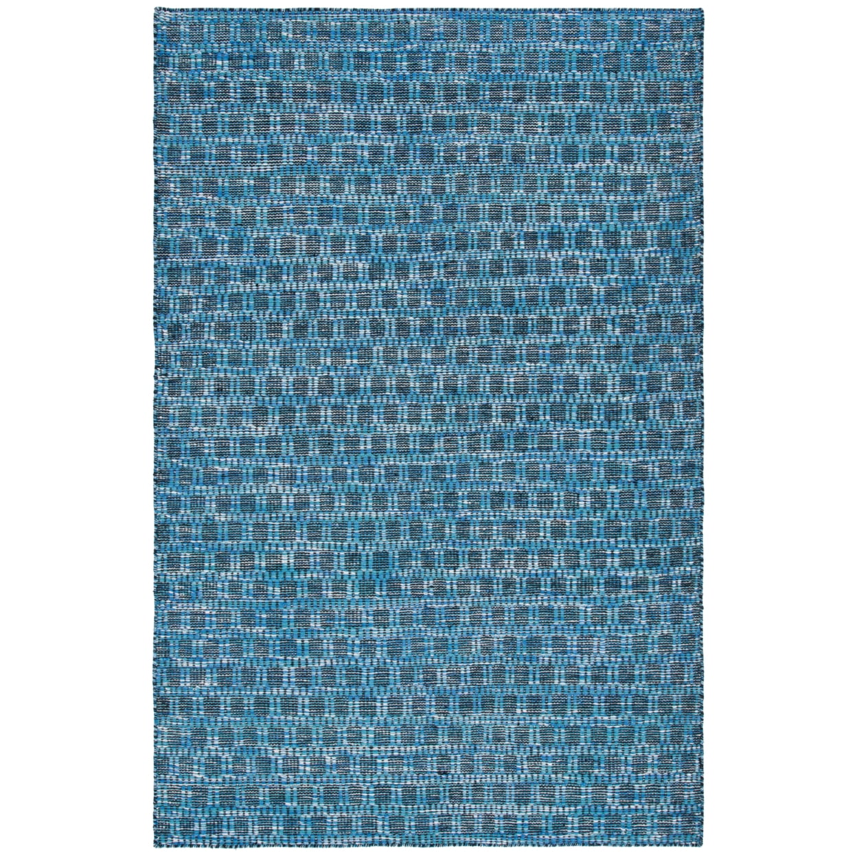 Blue Geometric Handwoven Wool Kilim Area Rug, 3' x 5'