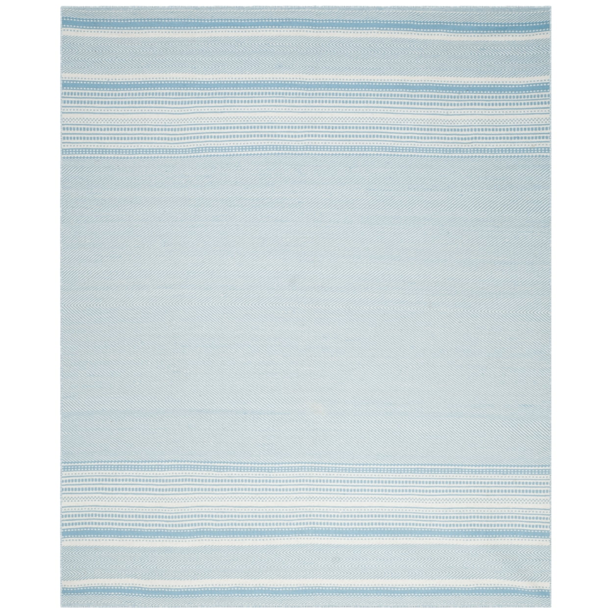 Light Blue and Ivory Flatweave Wool Cotton Rug, 9' x 12'