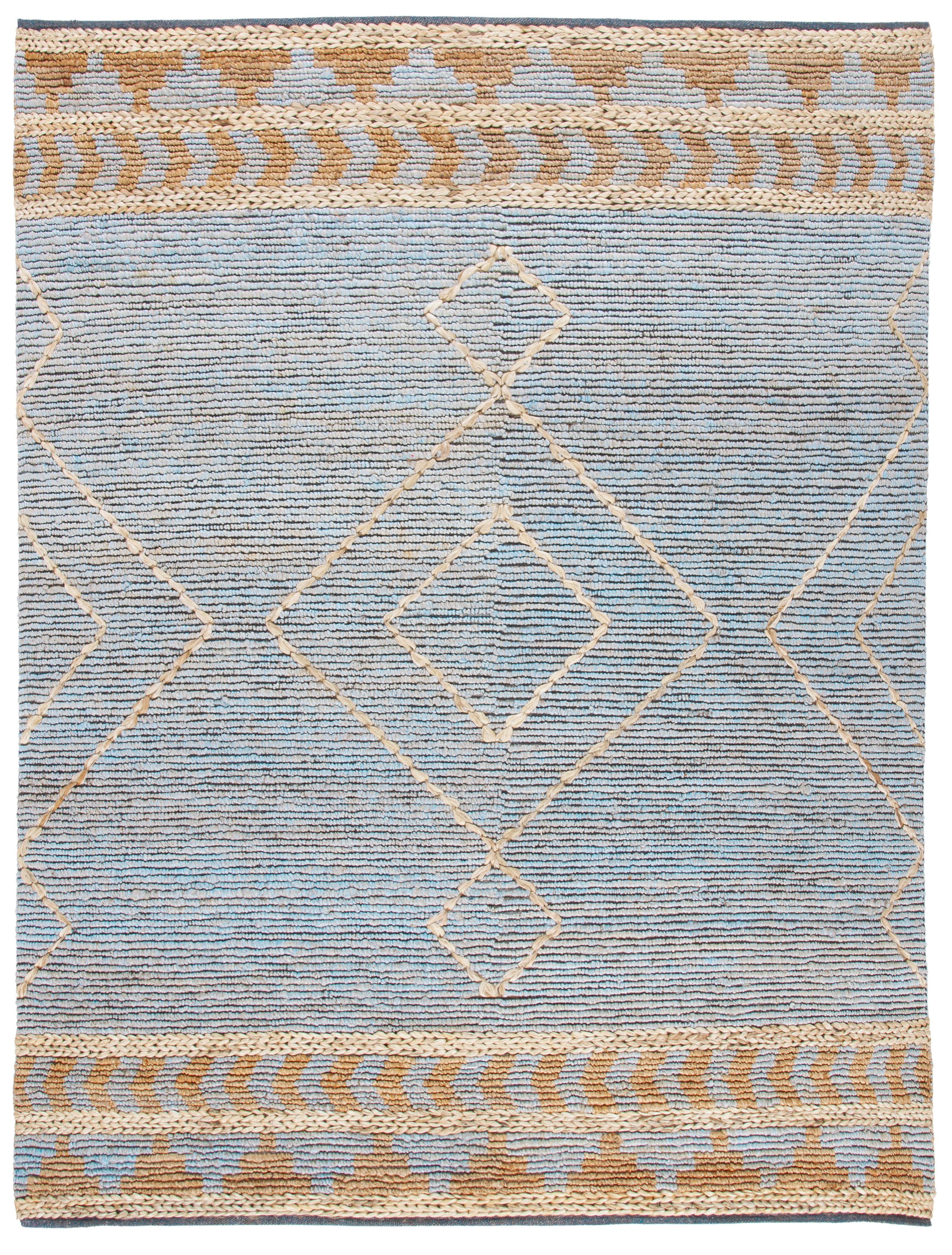 Natural Blue Wool Flat Woven 9' x 12' Area Rug