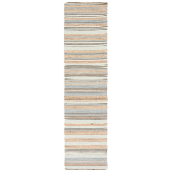 SAFAVIEH Kilim Wilford Striped Runner Rug, Natural/Light Blue, 2'3" x 9'