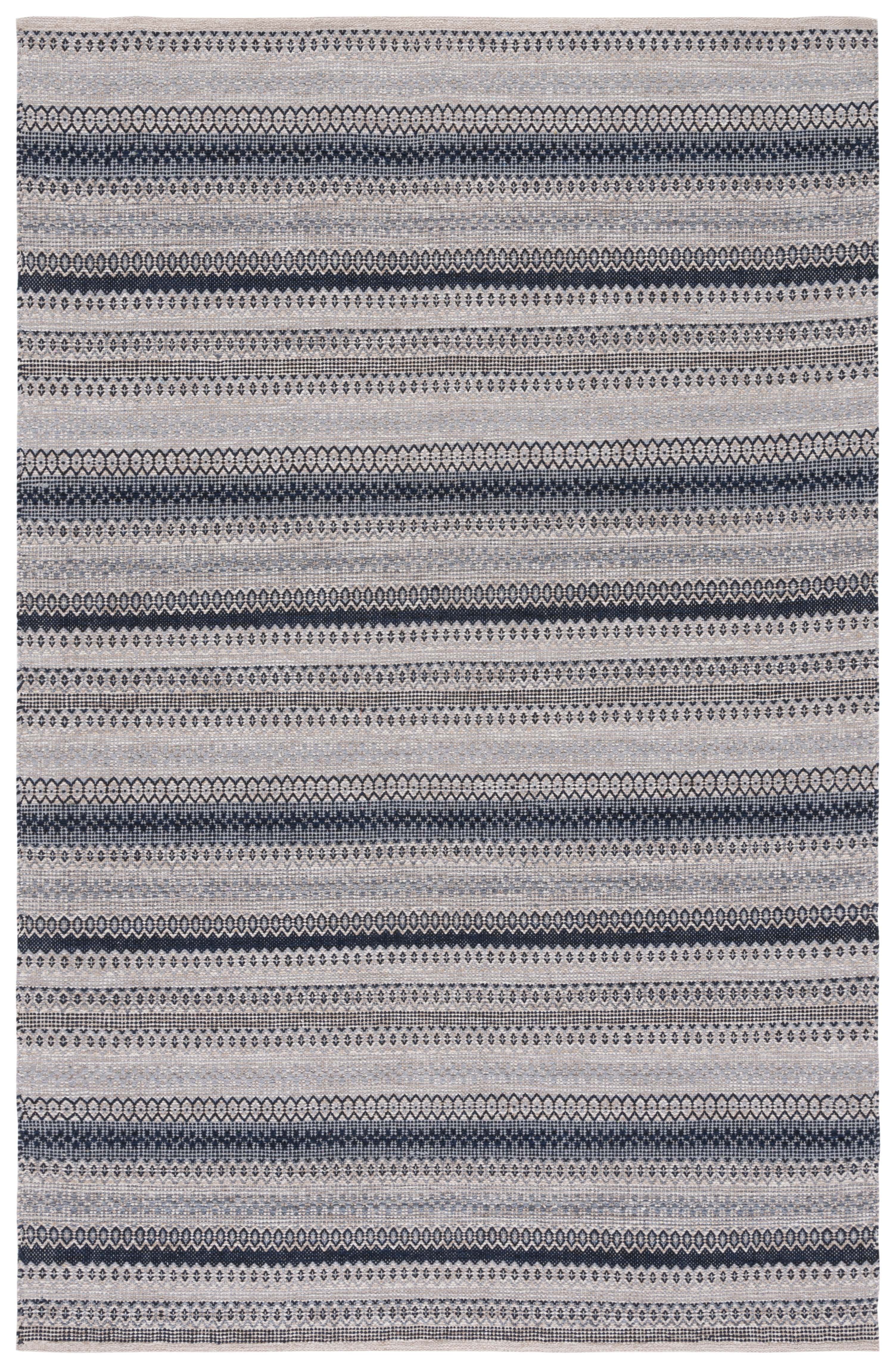 Gray and Black Handwoven Wool Cotton 6' x 9' Area Rug