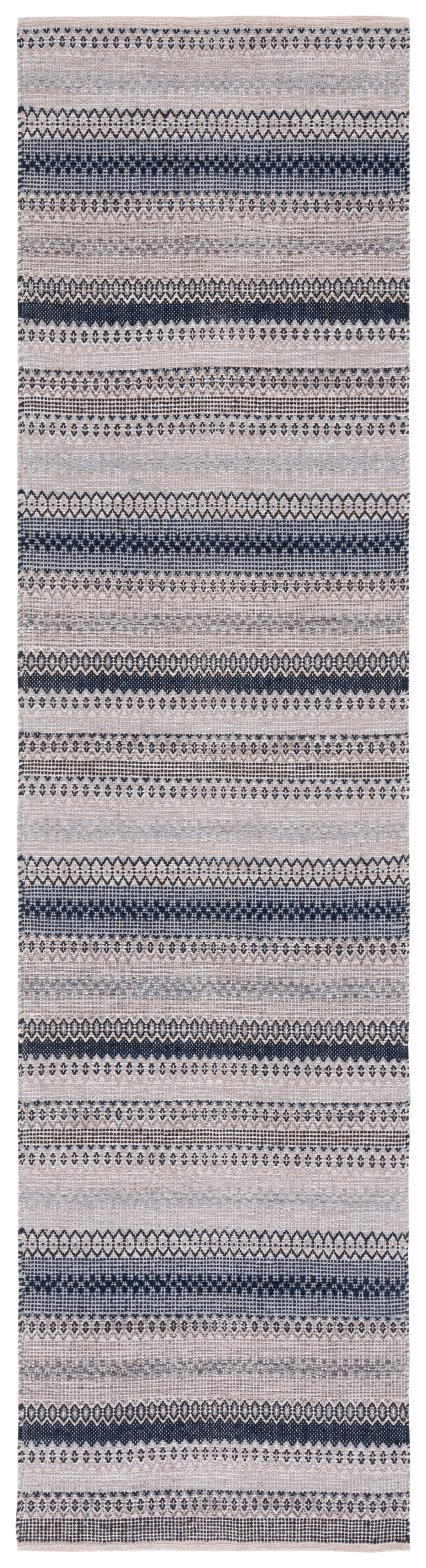 Bohemian Gray Nomadic Cotton Flat Woven Runner Rug - 27in x 9in