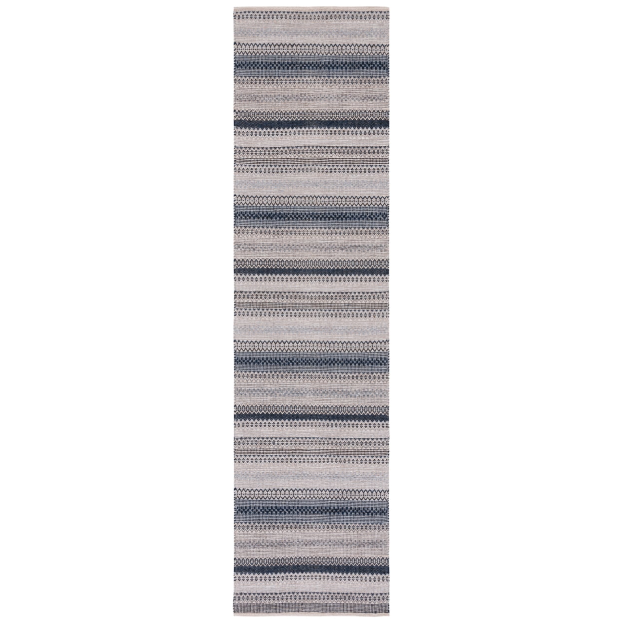 Bohemian Gray Nomadic Cotton Flat Woven Runner Rug - 27in x 9in