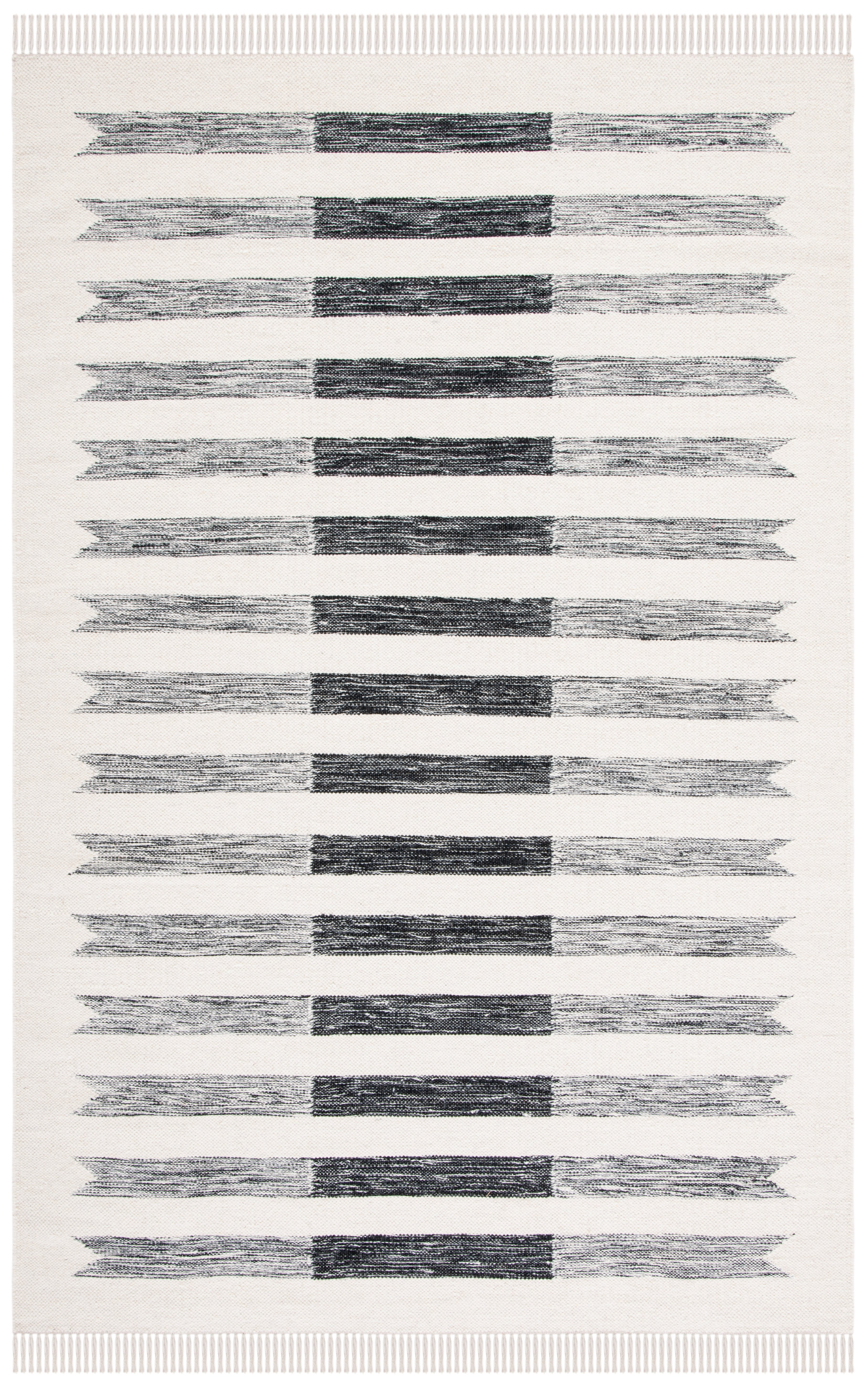 Handmade Black and Ivory Wool Flat Weave 4' x 6' Area Rug