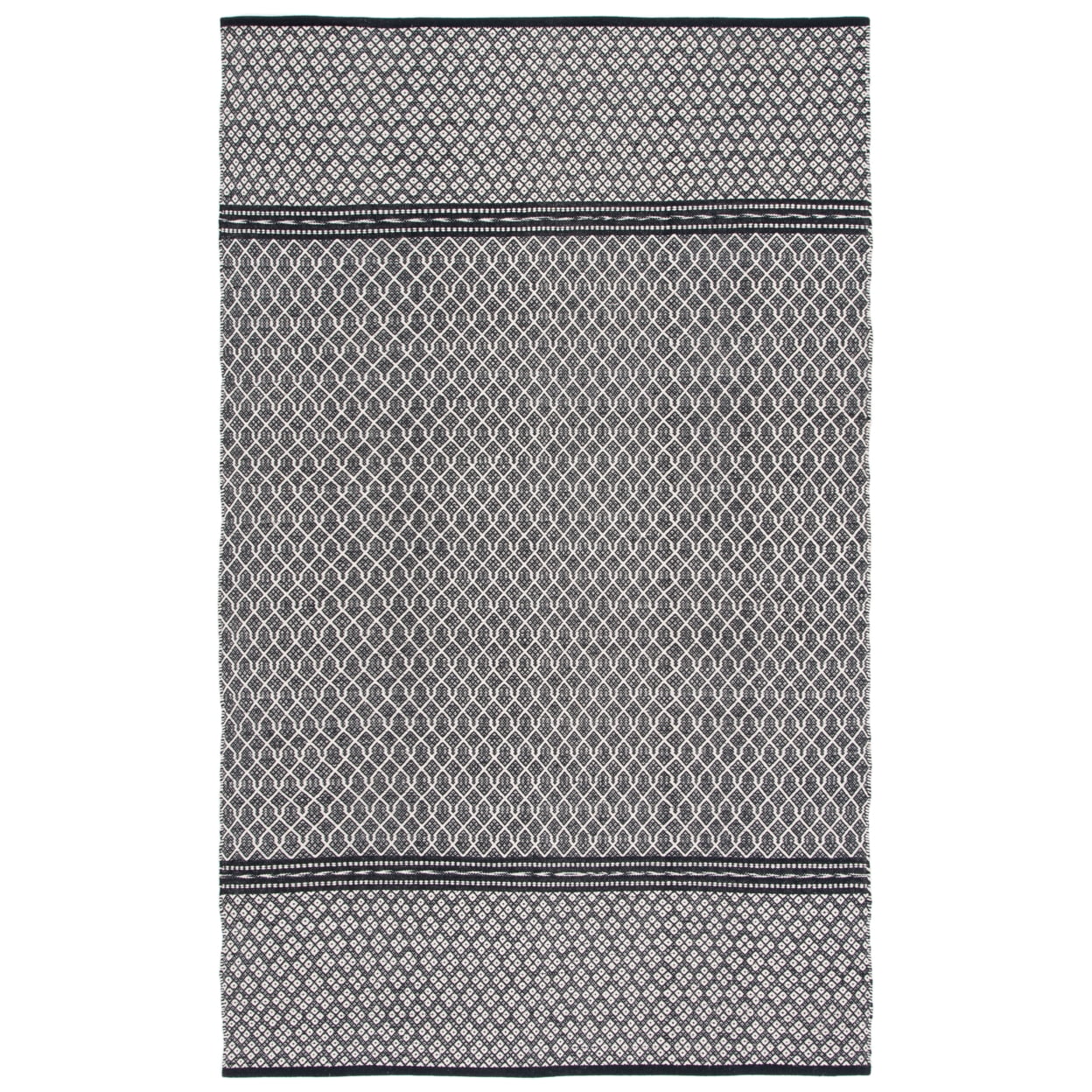 Bohemian Bliss Black Cotton 8' x 10' Hand Woven Area Rug
