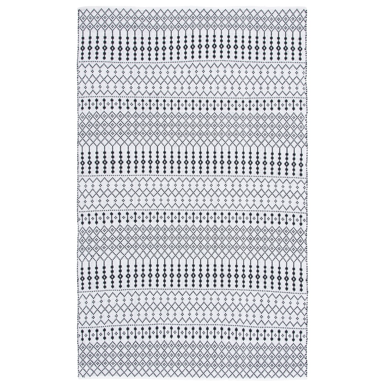 Bohemian Black Cotton 9' x 12' Handwoven Flatweave Rug