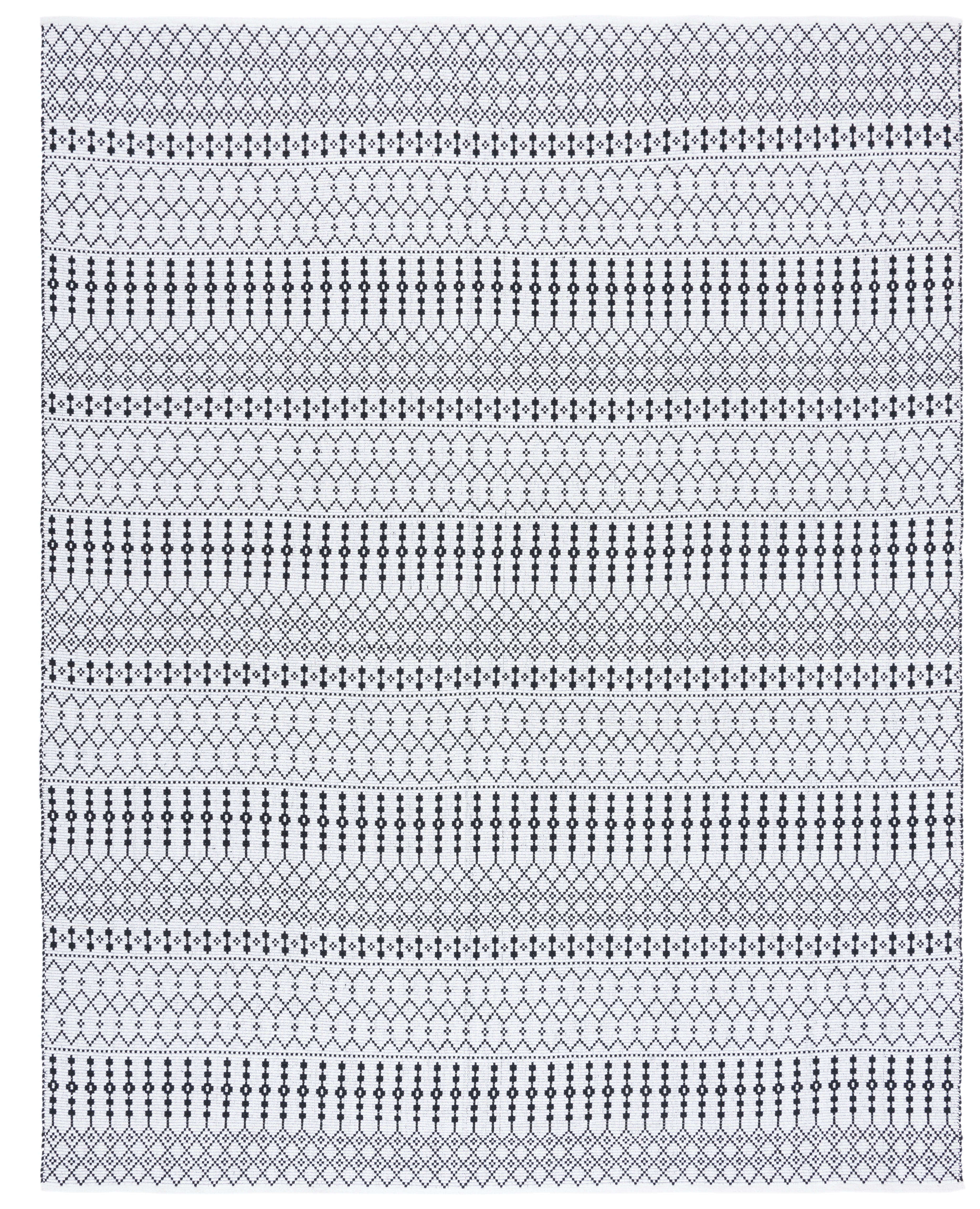 Bohemian Black Cotton 9' x 12' Handwoven Flatweave Rug