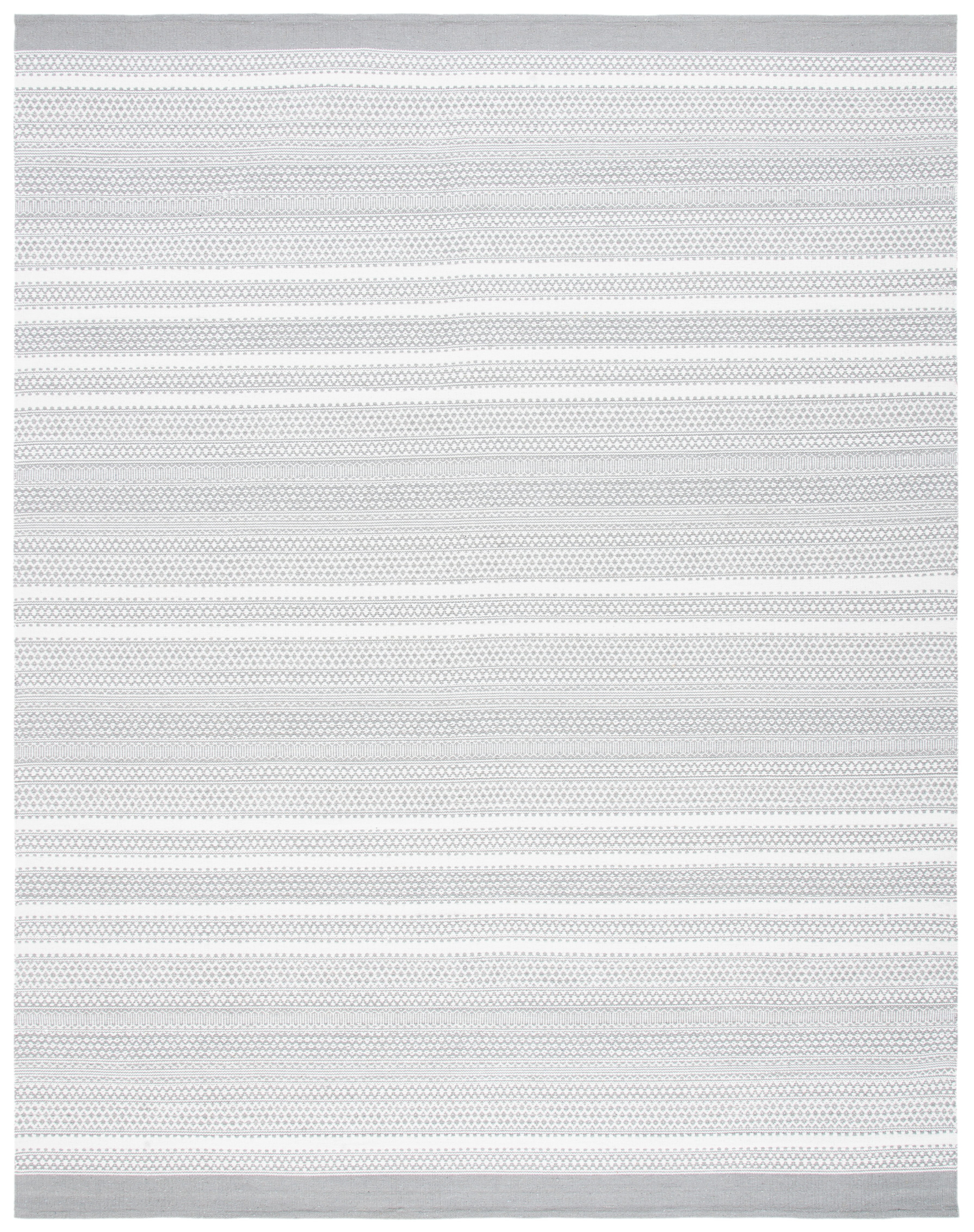 Gray and Beige Handwoven Wool Striped 8' x 10' Area Rug