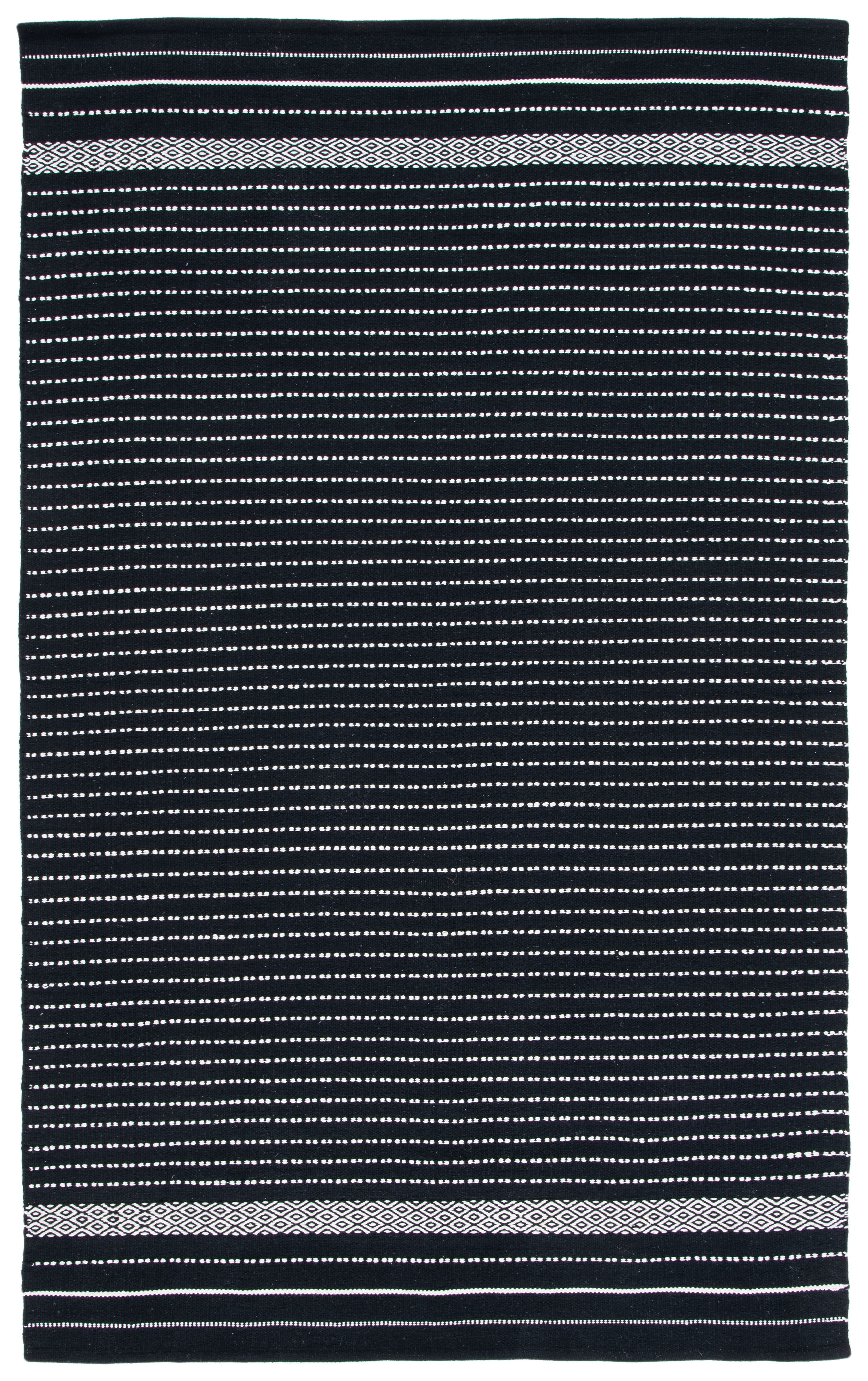 Black and Ivory Handwoven Wool Kilim Area Rug, 3' x 5'
