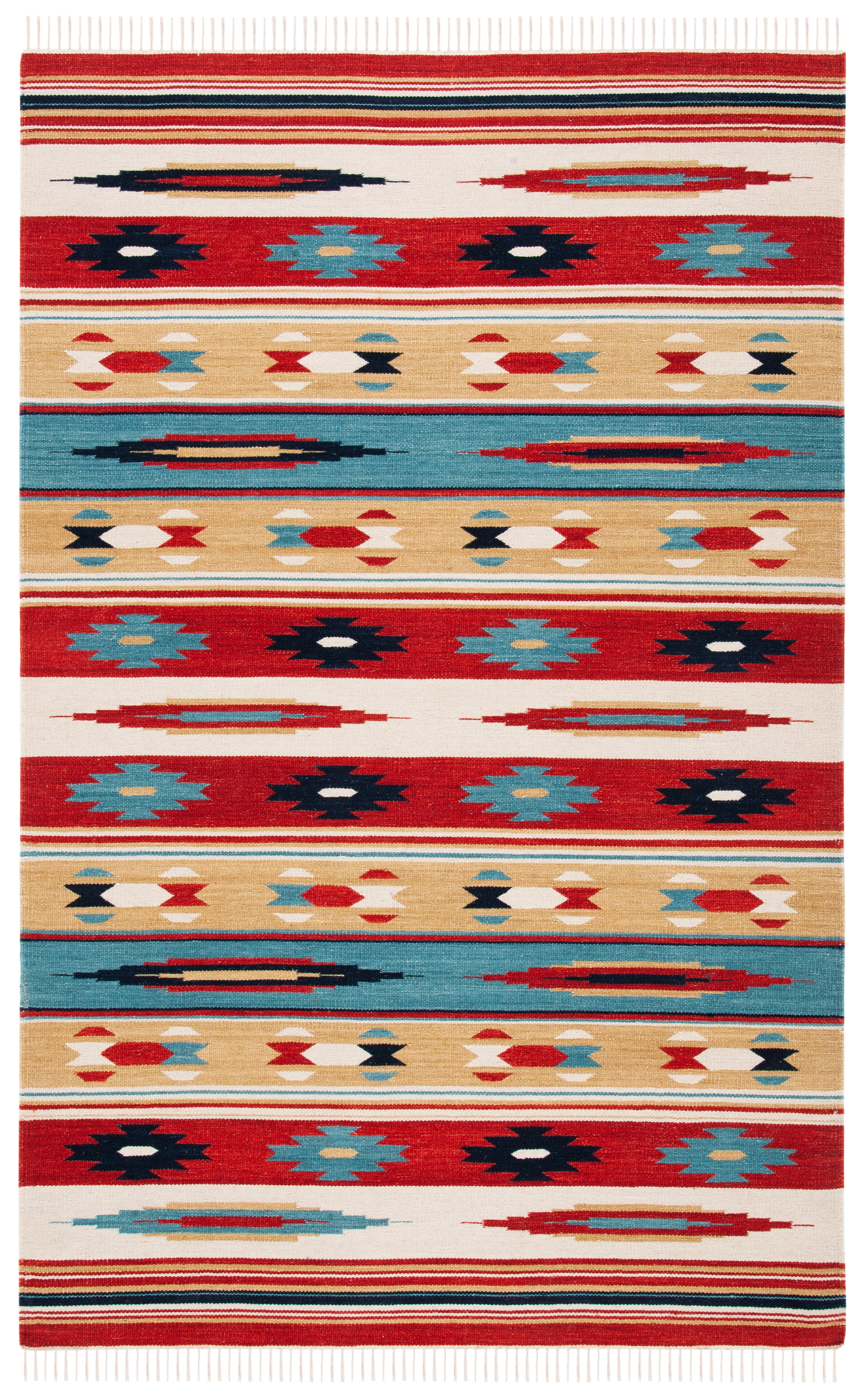 Safavieh Kilim Red and Beige Handwoven Wool Area Rug