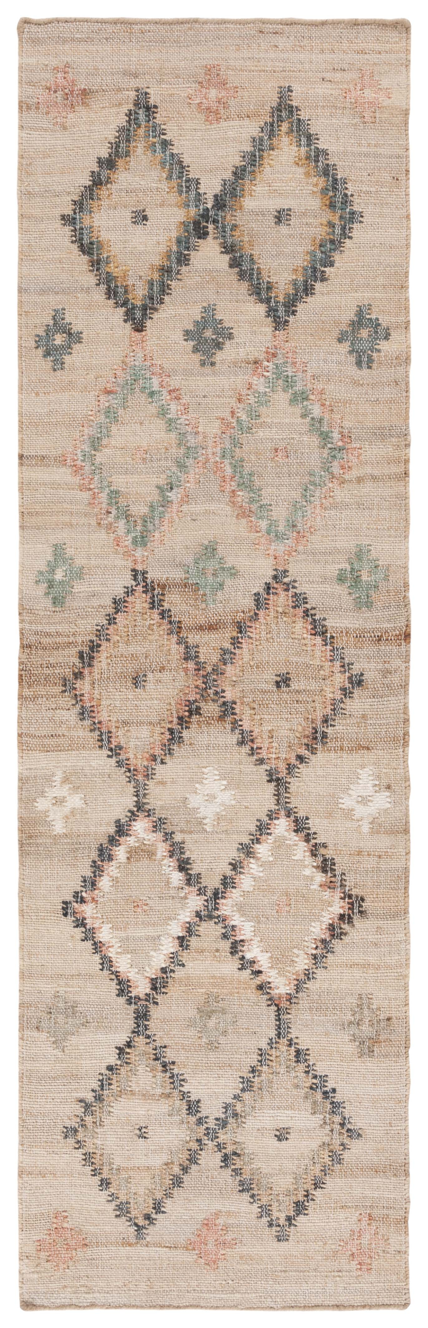 Handmade Blue and Beige Cotton Kilim Runner Rug
