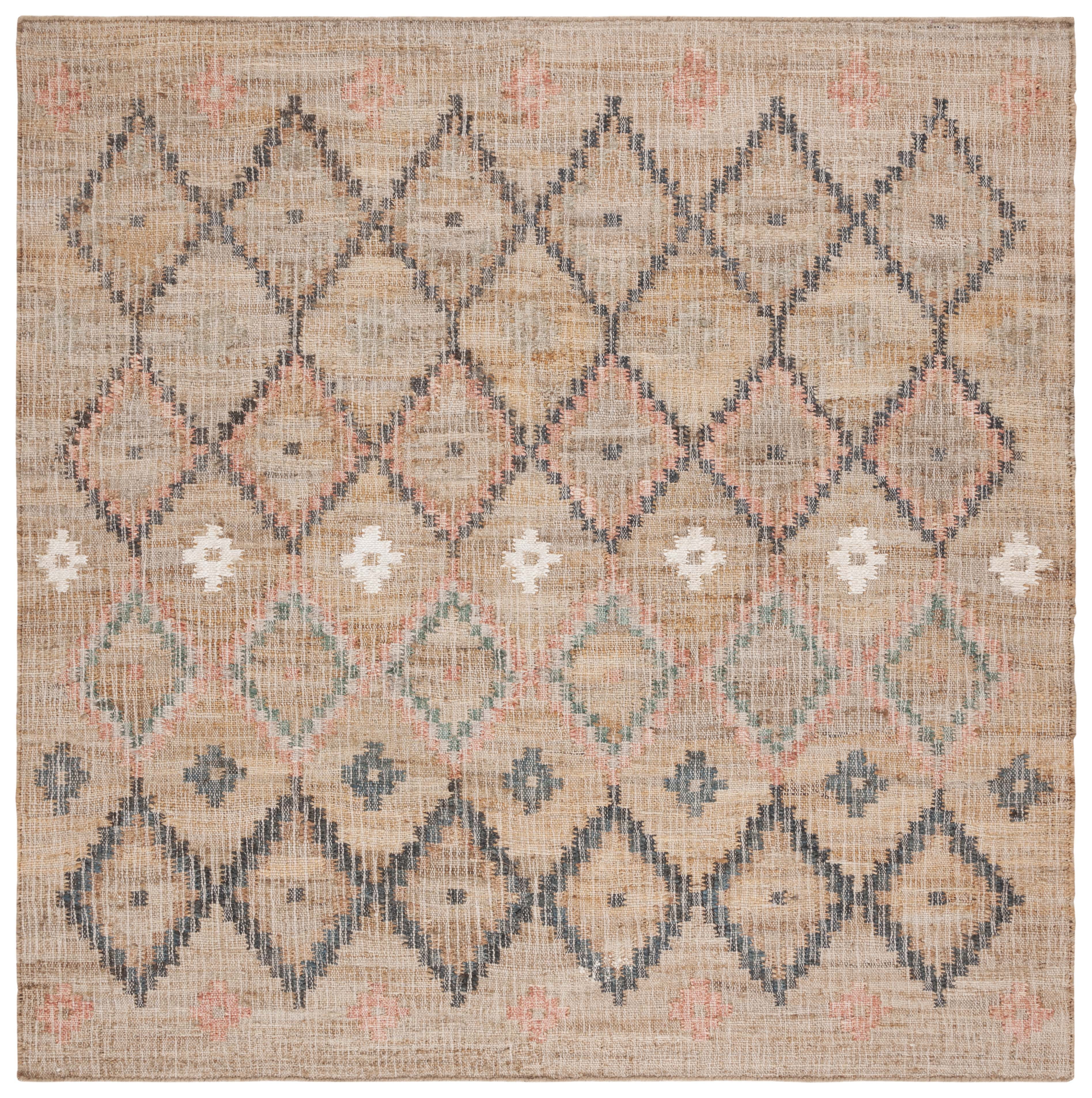 Handmade Blue Wool and Cotton 7' x 7' Square Kilim Rug