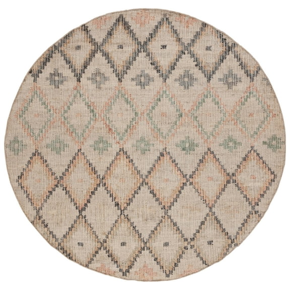 SAFAVIEH Kilim Mendoza Geometric Area Rug, Beige/Gold, 7' x 7' Round
