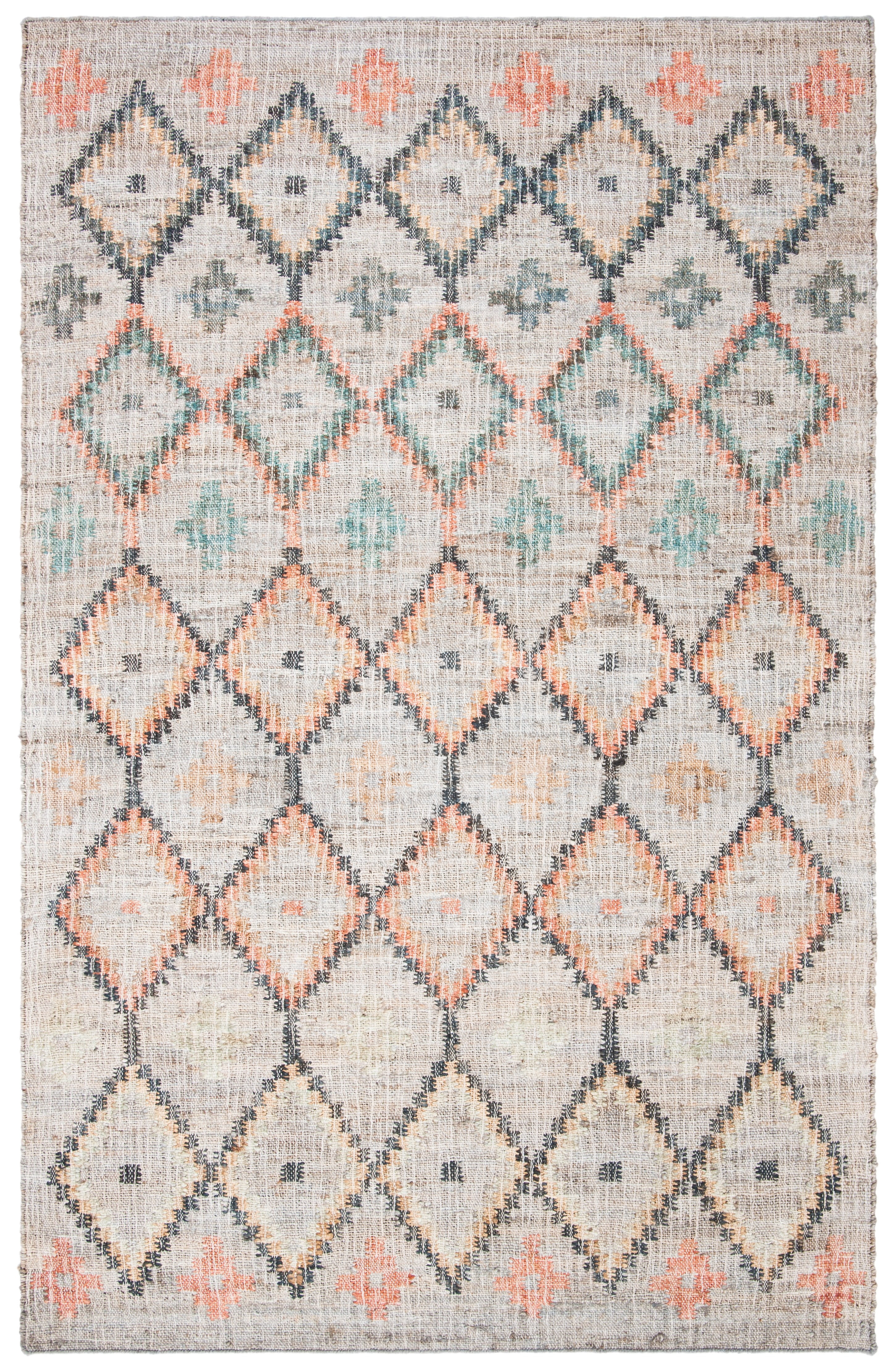 Beige and Gold Handwoven Wool and Cotton Kilim Rug