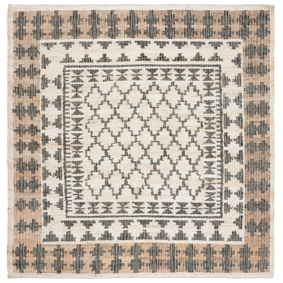 SAFAVIEH Kilim Bora Geometric Area Rug, Ivory/Grey, 7' x 7' Square
