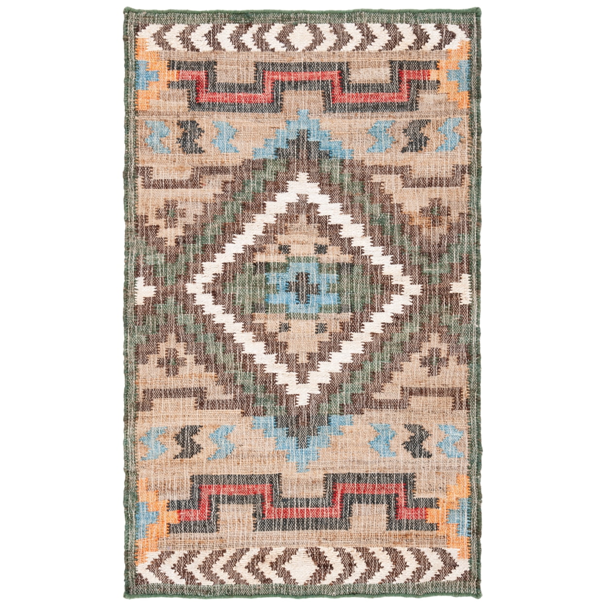 Handwoven Blue and Natural Geometric Kilim Area Rug