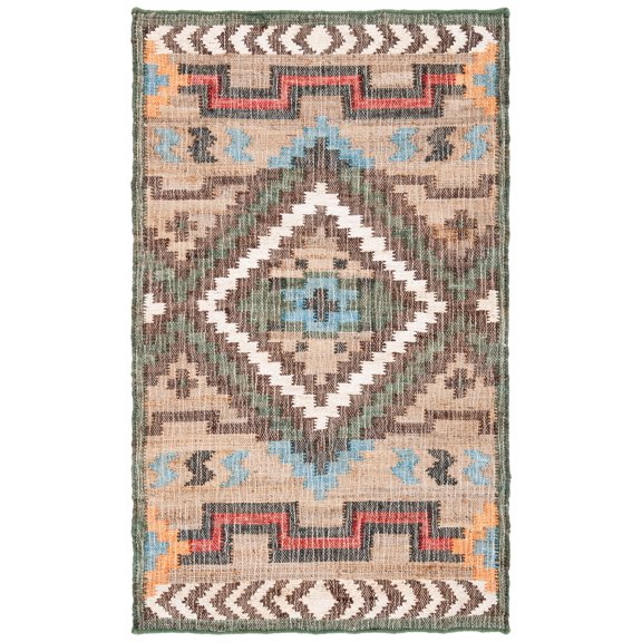 SAFAVIEH Kilim Dewayne Tribal Area Rug, Natural/Blue, 2' x 3'