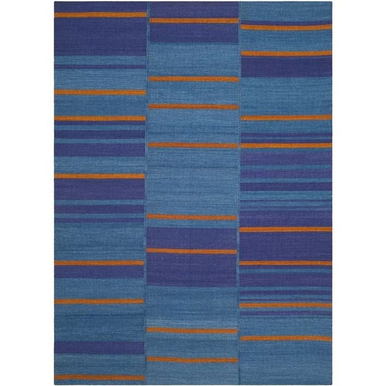 Handwoven Blue Wool Kilim Area Rug 5' x 8'