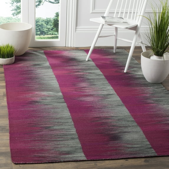 SAFAVIEH Kilim Alaia Geometric Wool Area Rug, Purple/Charcoal, 4' x 6'