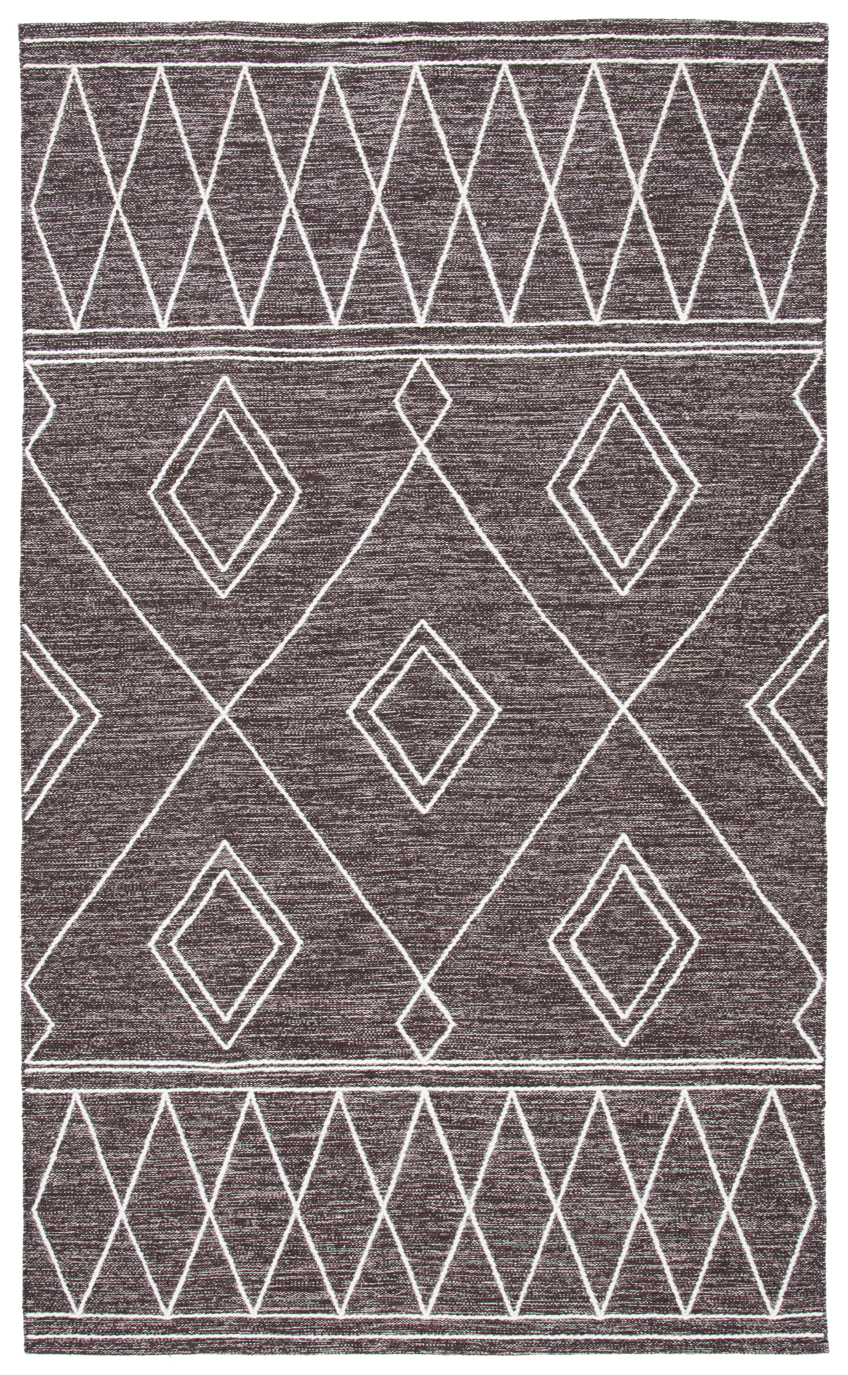 Ivory and Brown Handwoven Wool Cotton Area Rug