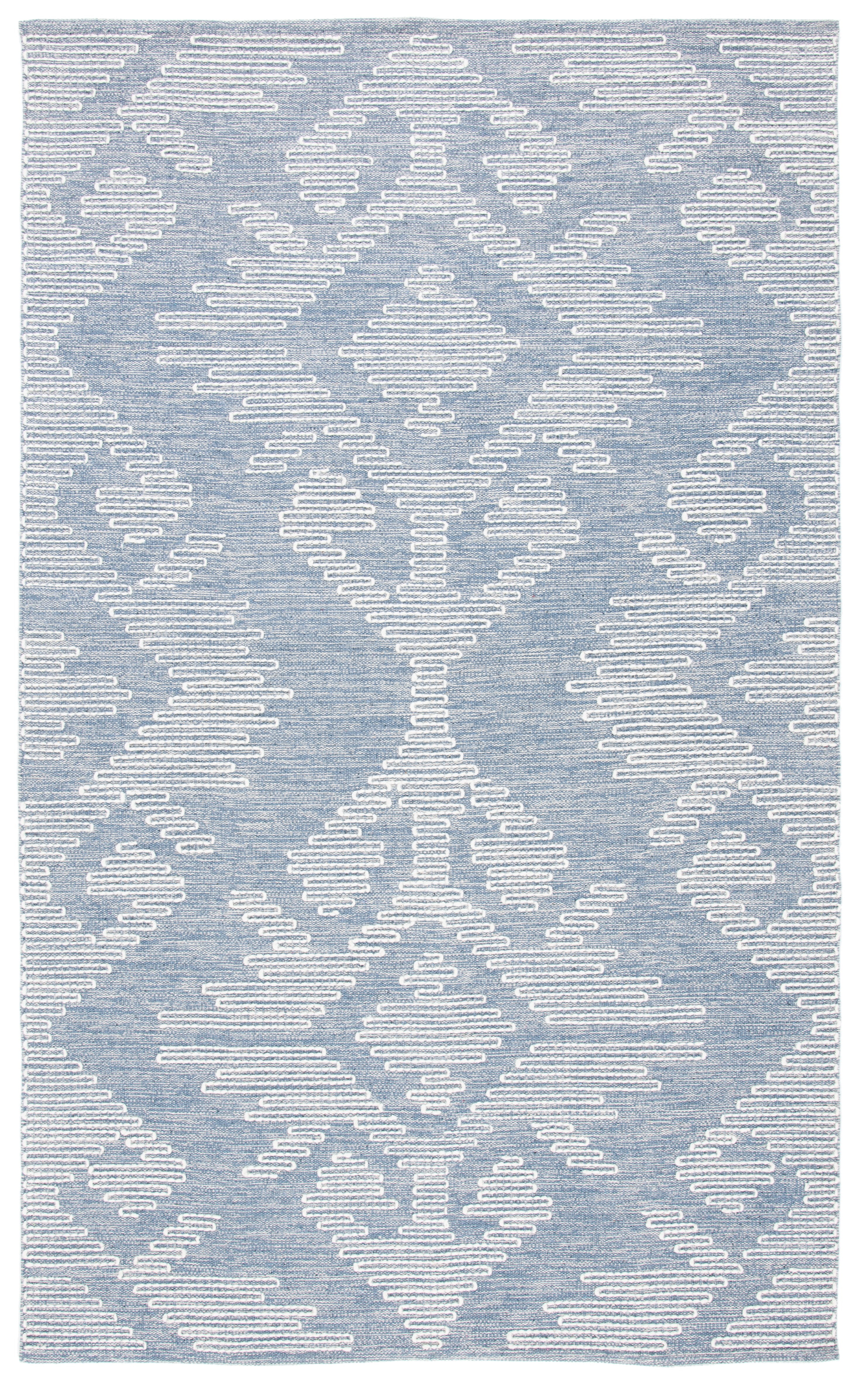 Handwoven Blue and Ivory Wool Cotton Southwestern Rug