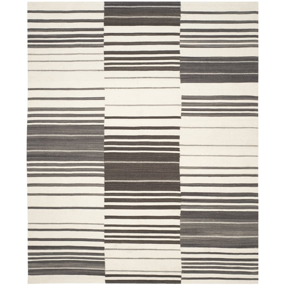 SAFAVIEH Kilim Caiside Striped Area Rug, Dark Brown/Ivory, 9' x 12'