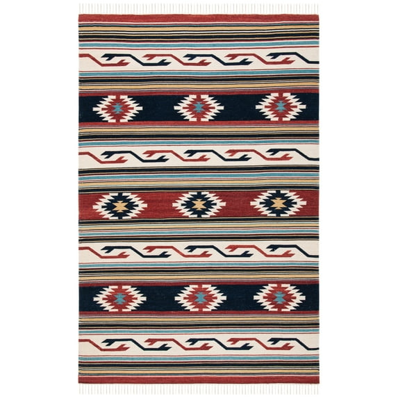 SAFAVIEH Kilim Kader Tribal Area Rug, Ivory/Rust, 5' x 8'