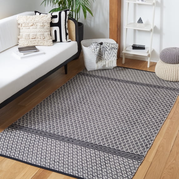Safavieh Kilim Kadri Geometric Cotton Area Rug, Black/Ivory, 5' x 8'