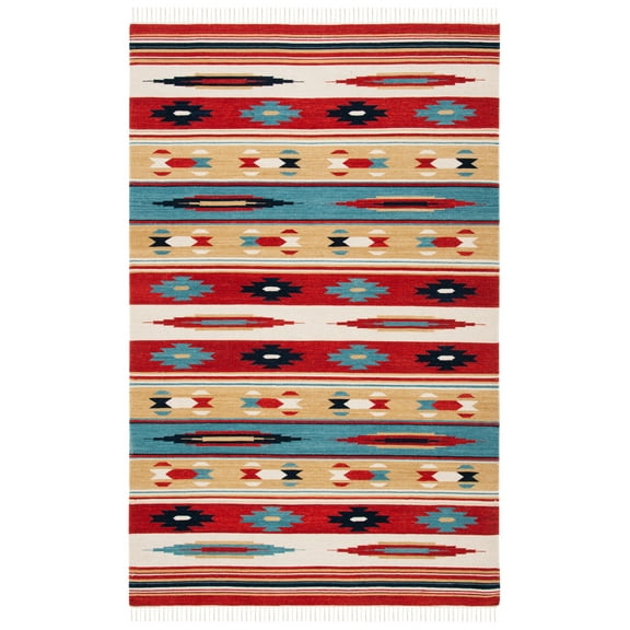 SAFAVIEH Kilim Kimberly Tribal Area Rug, Beige/Red, 4' x 6'