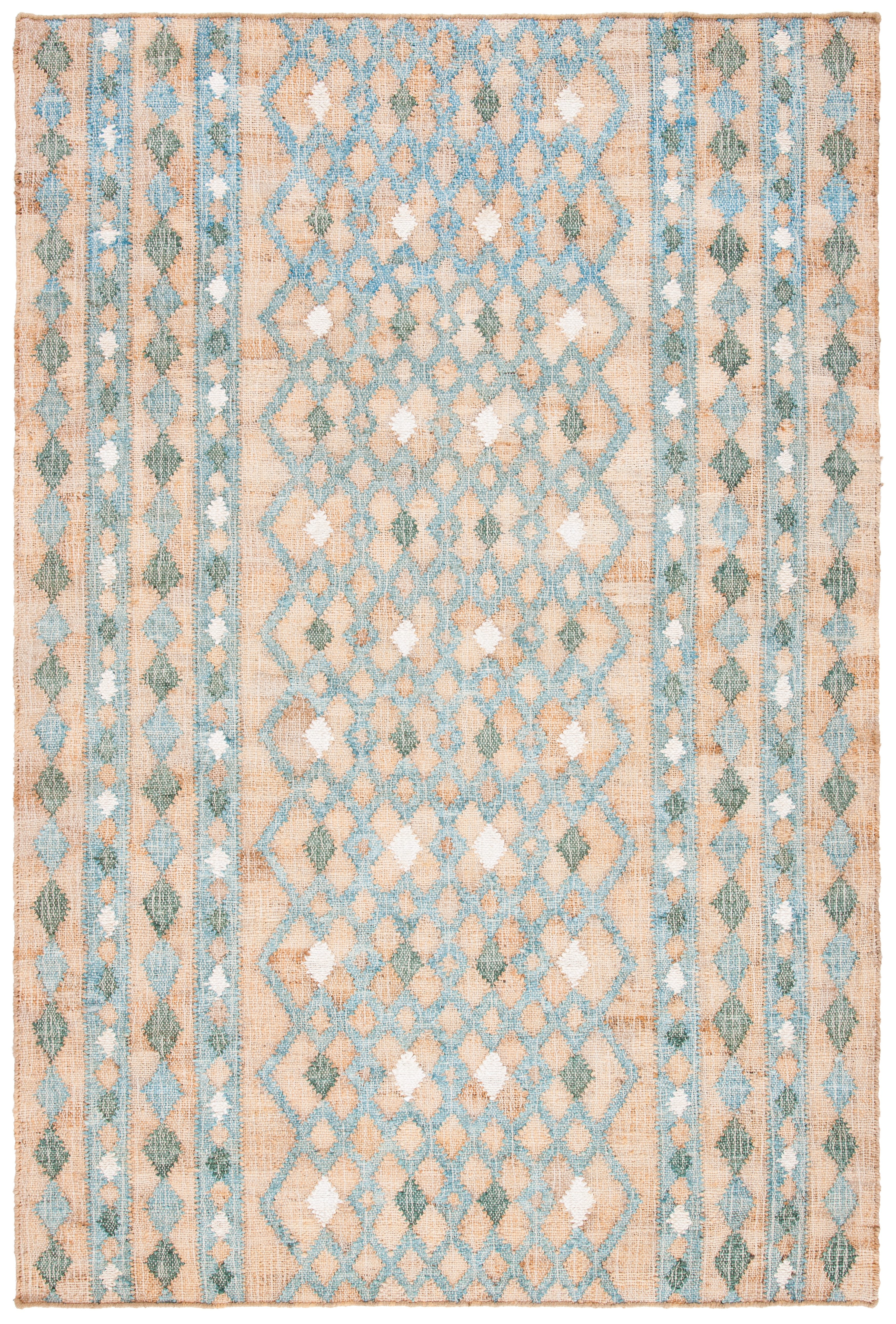 Handmade Blue and Natural Wool Flat Woven 5' x 8' Area Rug