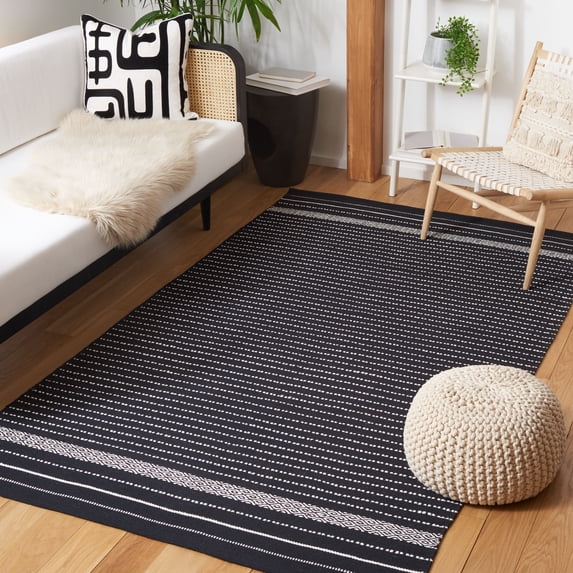 Safavieh Kilim Ksenija Striped Cotton Area Rug, Black/Ivory, 5' x 8'