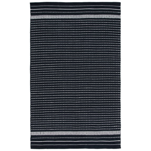 SAFAVIEH Kilim Ksenija Striped Cotton Area Rug, Black/Ivory, 6' x 9'