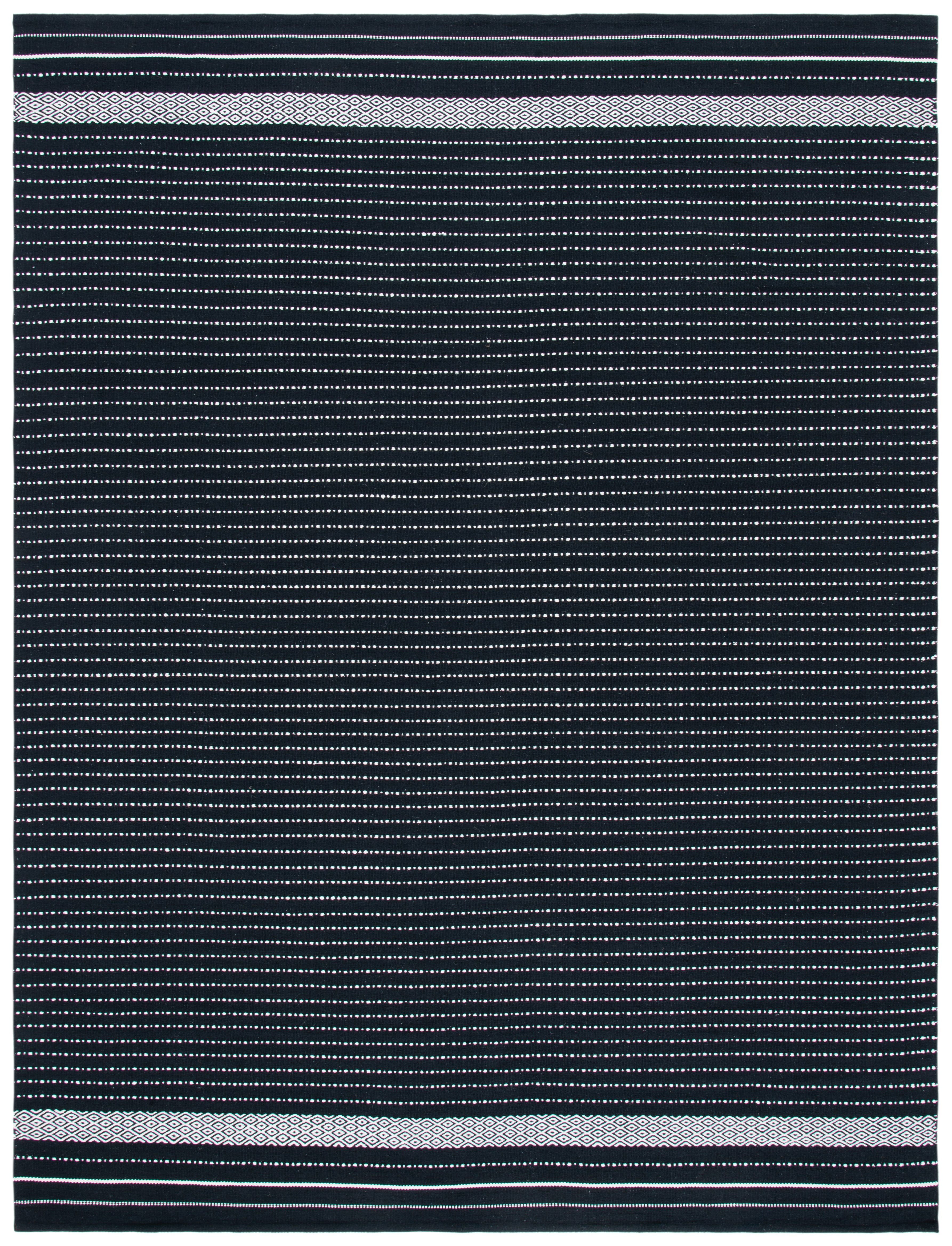 Nomadic Charm Handwoven Black Stripe Cotton Area Rug 8' x 10'