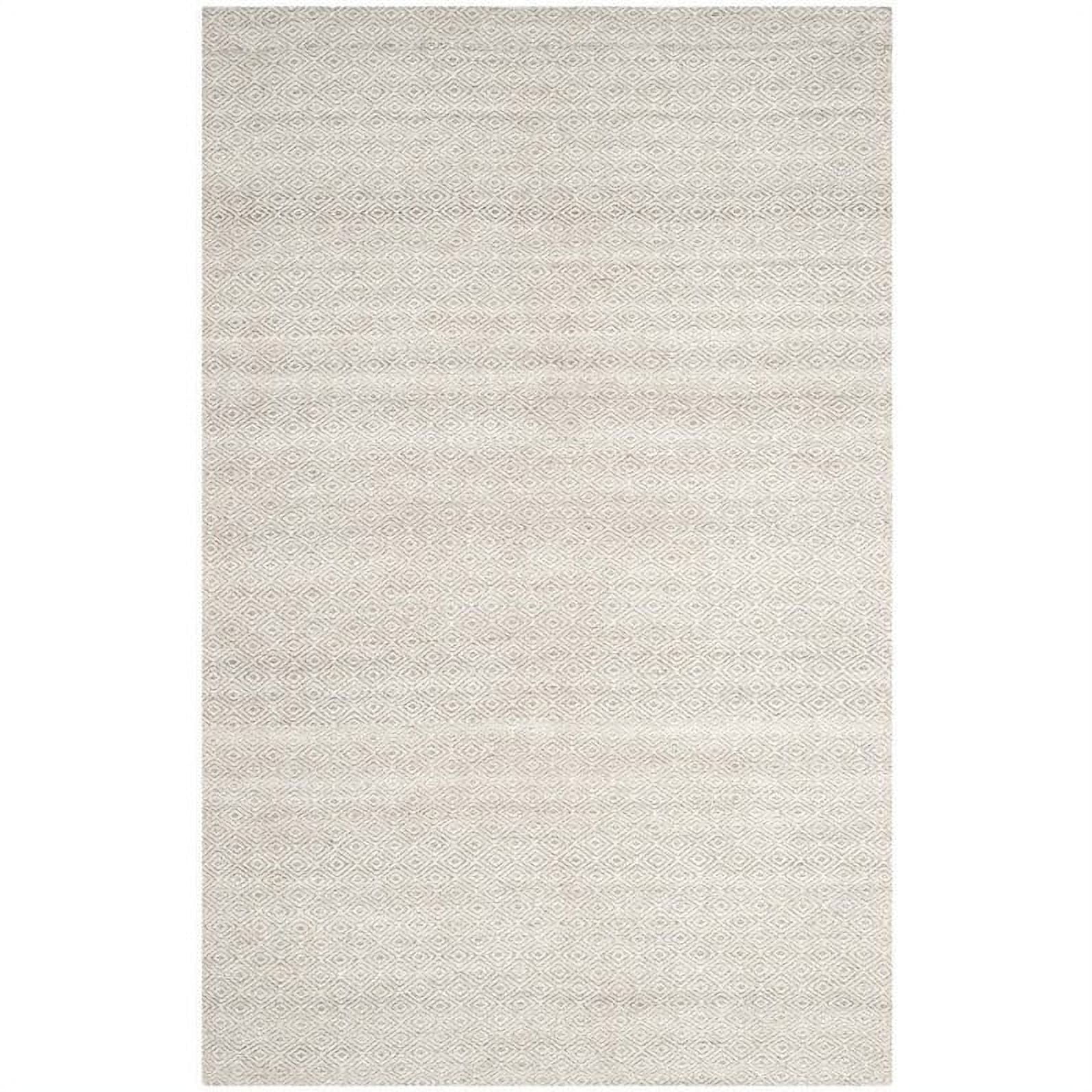 Bohemian Ivory & Silver Geometric Wool Area Rug - 4' x 6'