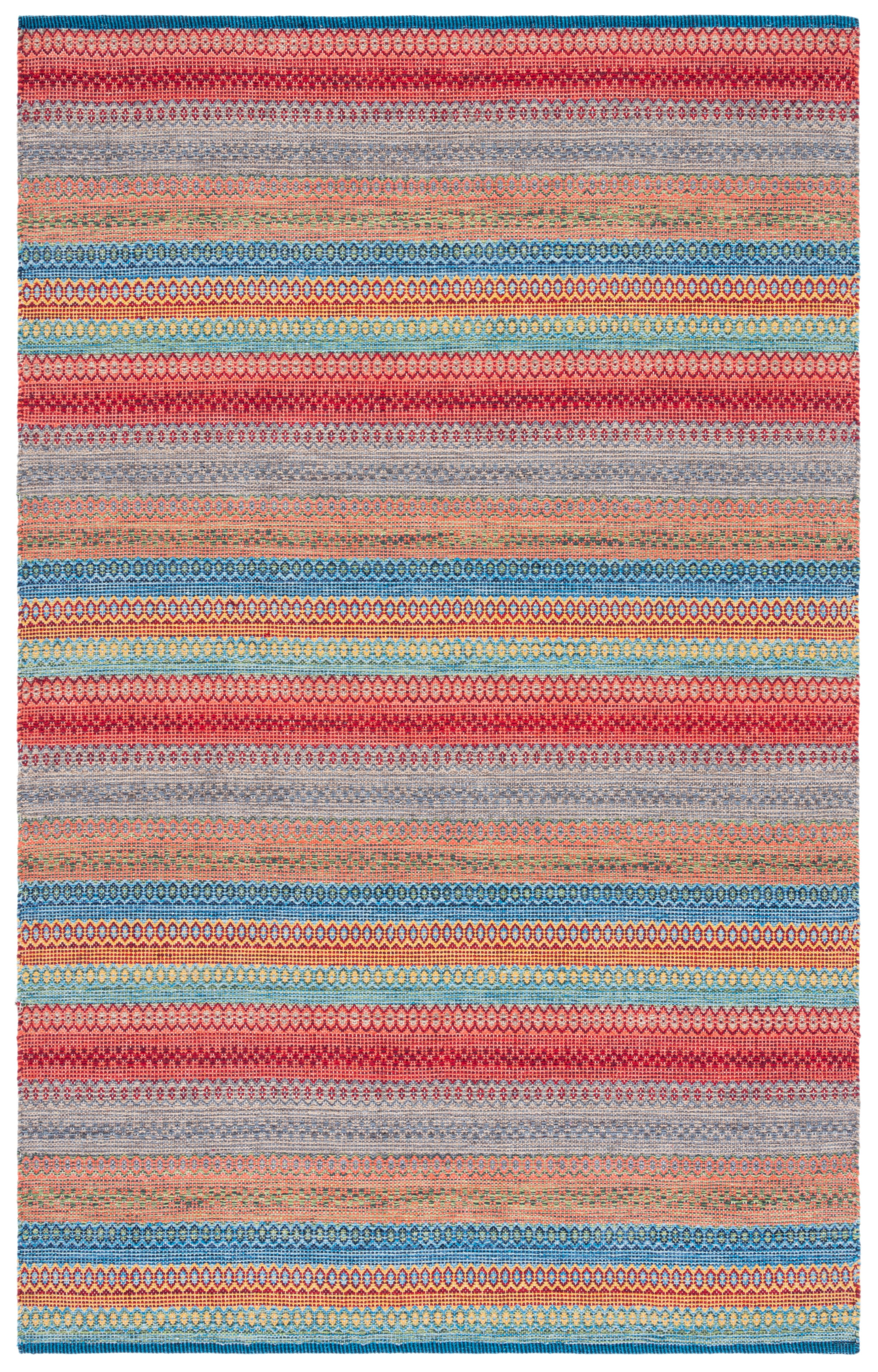 Nomadic Charm Handwoven Cotton Kilim Rug - Blue 3' x 5'