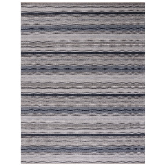 SAFAVIEH Kilim Leon Striped Cotton Area Rug, Grey/Black, 9' x 12'