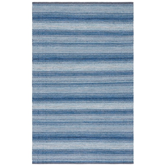 SAFAVIEH Kilim Leon Striped Cotton Area Rug, Grey/Blue, 5' x 8'