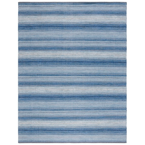 SAFAVIEH Kilim Leon Striped Cotton Area Rug, Grey/Blue, 8' x 10'