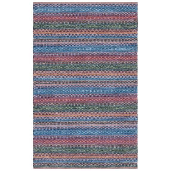 SAFAVIEH Kilim Leon Striped Cotton Area Rug, Orange/Green, 4' x 6'
